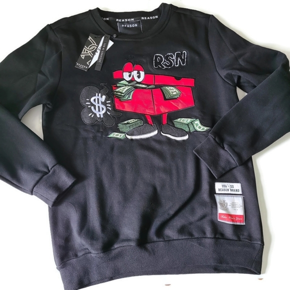 Reason Other - REASON Men’s Black Stack Box Sweat Shirt Large NEW